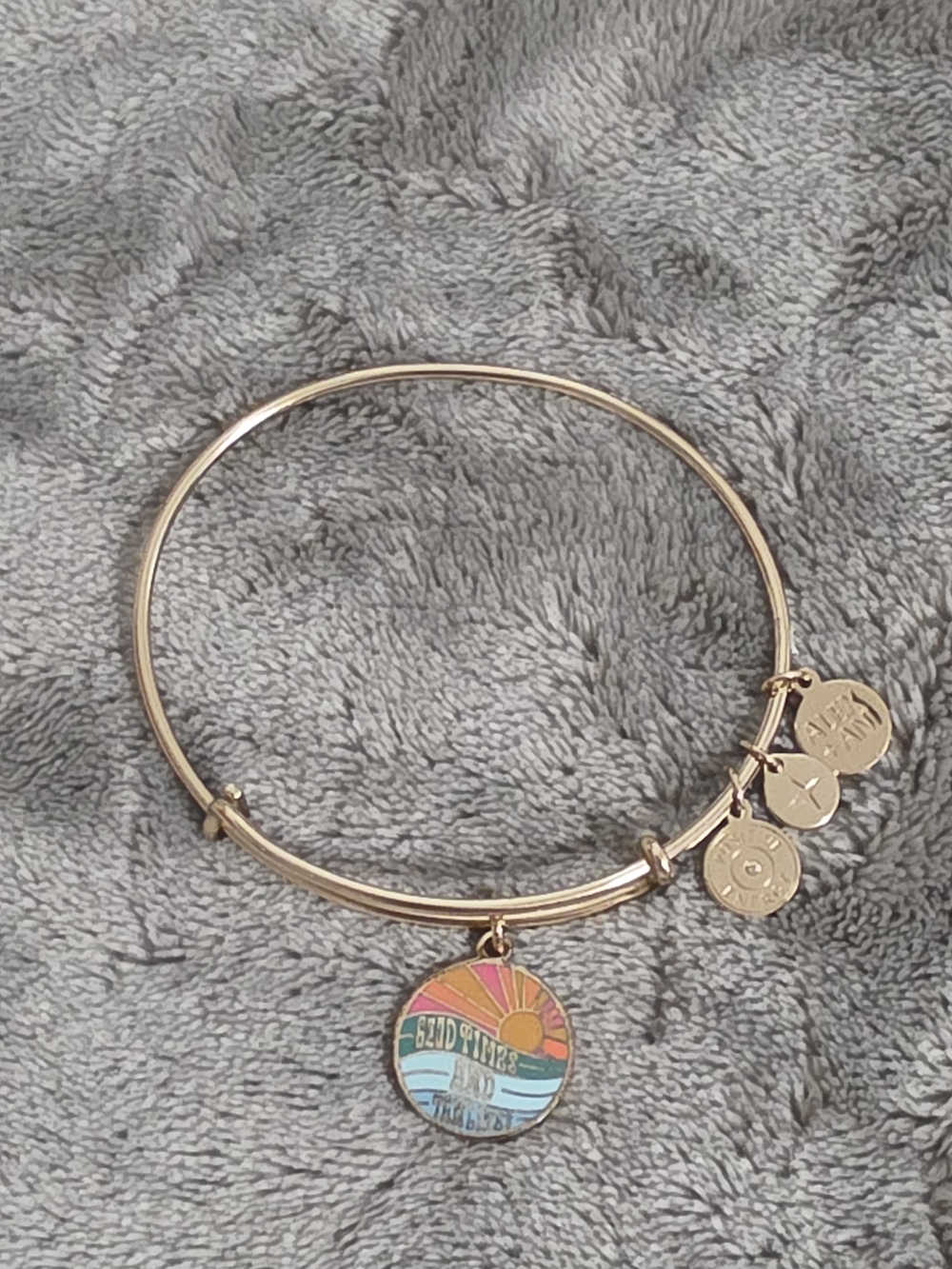 Alex And Ani Gold-Tone Good Times And Tanlines Charm Bangle Bracelet